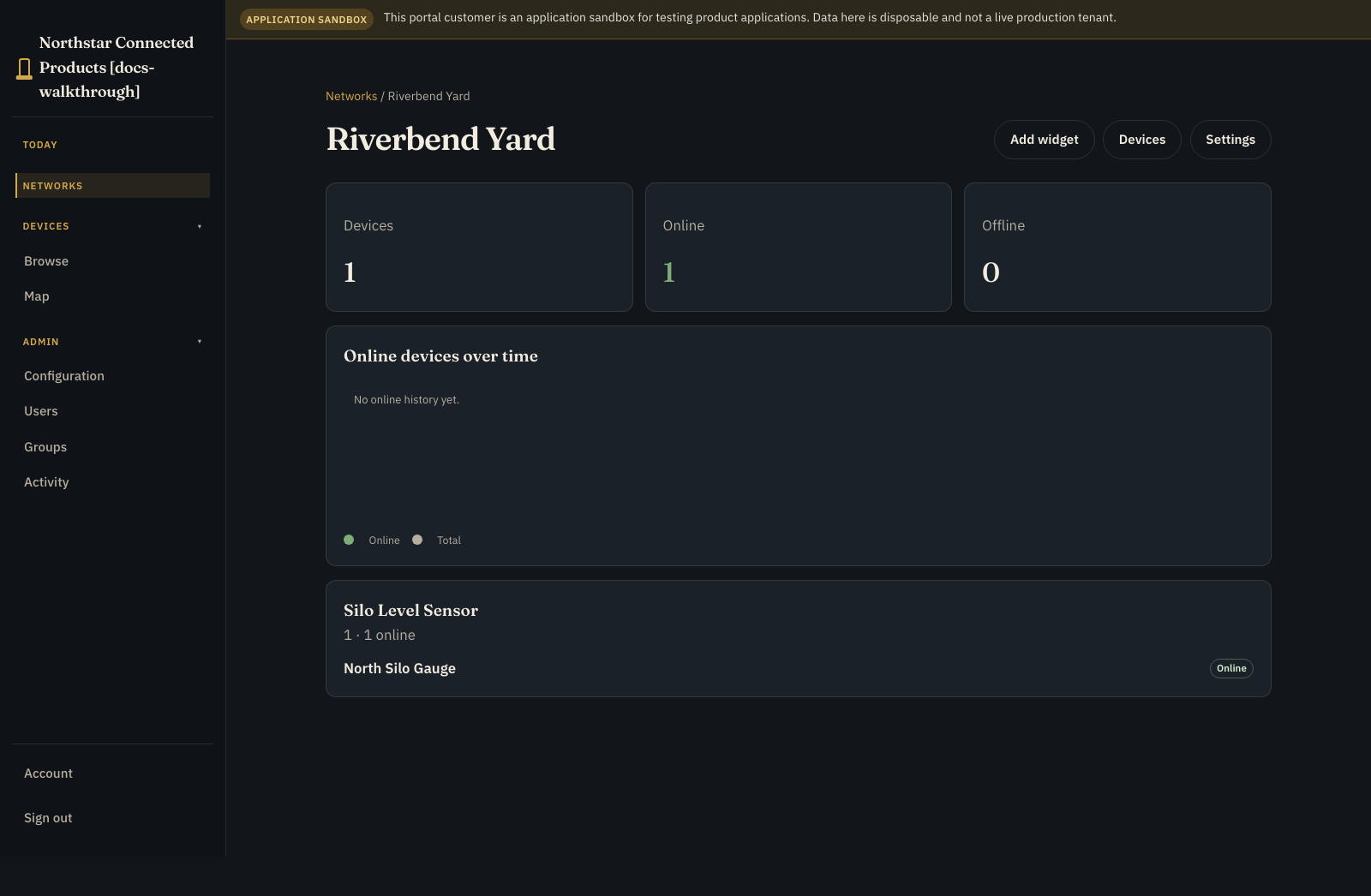 Branded customer portal network detail for a silo yard