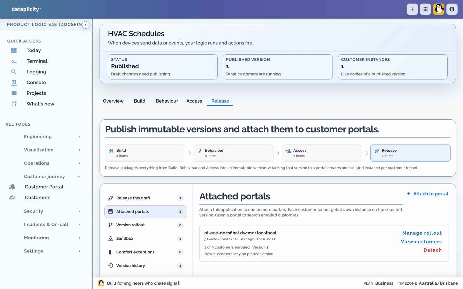 HVAC Schedules Product Application Attached portals section