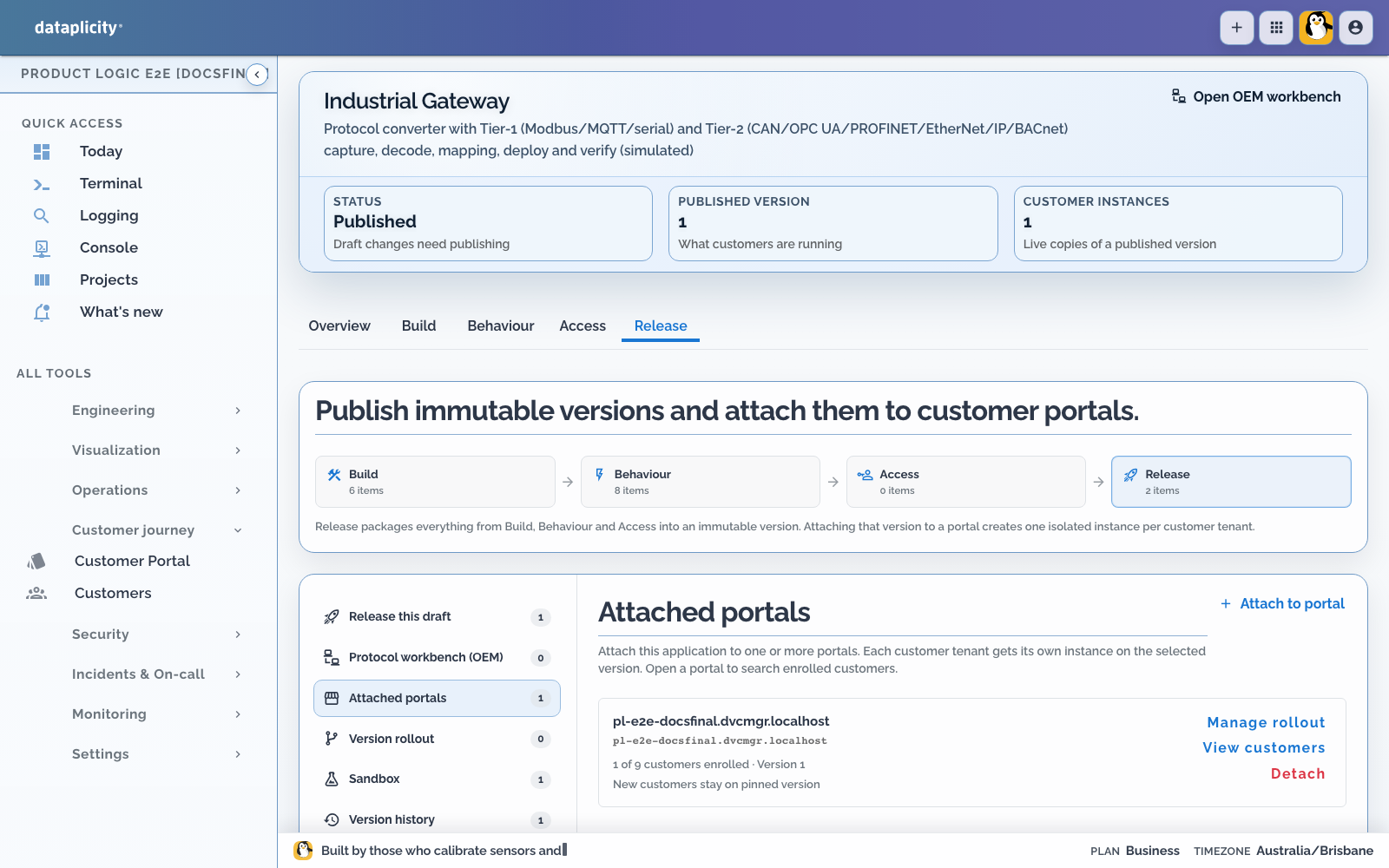 Industrial Gateway Product Application Attached portals section